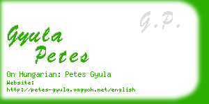 gyula petes business card